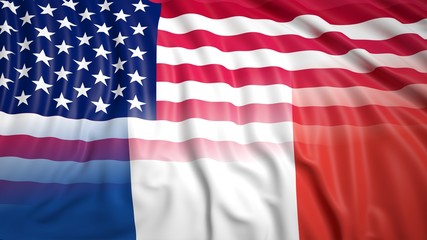 Fototapeta premium French and American flags