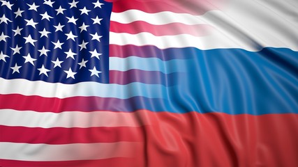 Fototapeta premium Russian and American flags