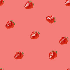 Seamless pattern with strawberry