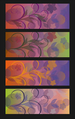 Vector set background with abstract floral pattern.