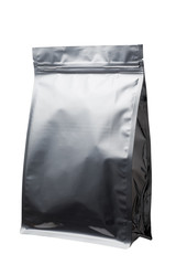 Foil food bag packaging with value and seal, Isolated on white.