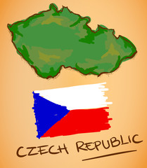 Czech Republic Map and National Flag Vector