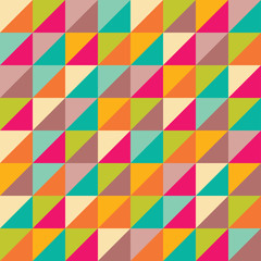 Vector modern seamless colorful geometry triangles pattern, color abstract geometric background, pillow multicolored print, retro texture, hipster fashion design