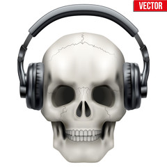 Human Skull with headphones