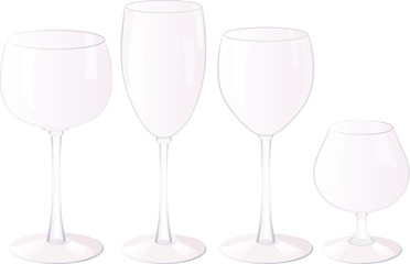 Vector set of empty glasses.