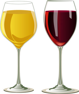 Vector isolated glasses of wine.
