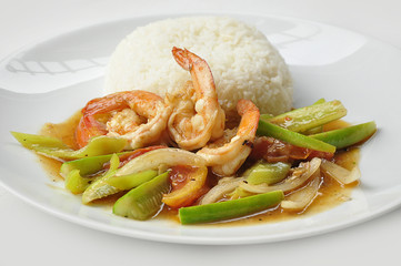 Stir-fried sweet and sour vegetables with rice