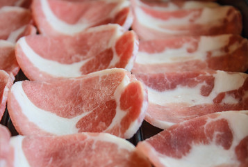 fresh slice pork on plate