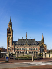 Fototapeta na wymiar Peace Palace, Vredespaleis, seat of the International Court of Justice, principal judicial organ of the United Nations, located at The Hague, Netherlands