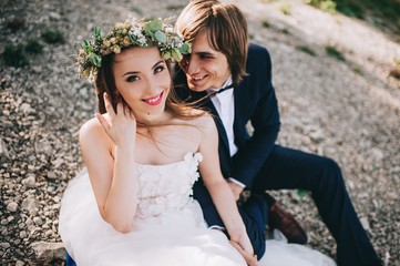 portrait of young wedding couple