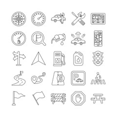 Road and navigation outlines vector icons