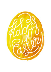Happy Easter lettering on vector watercolor background