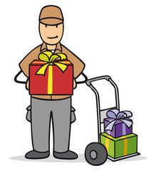 Paketdienst liefert Geschenke zu Weihnachten