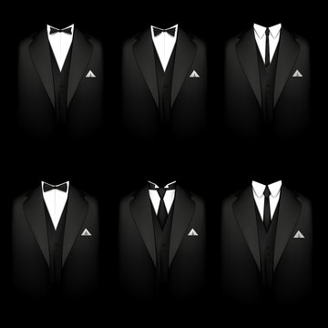 Six black tuxedos