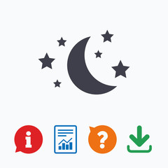 Moon and stars sign icon. Sleep dreams symbol.