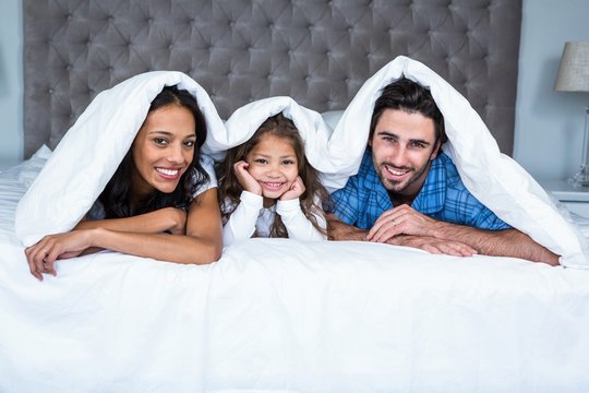 Happy Family Under The Blanket