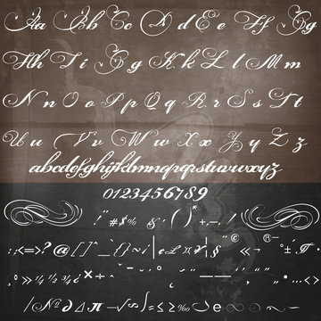 Vector hand made script font in vintage Victorian style