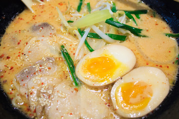 Ramen soup with soft boiled egg