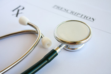 Blank medical prescription with stethoscope