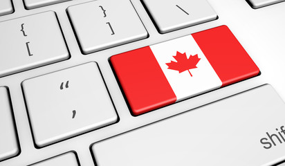 Canadian Flag On Computer Key