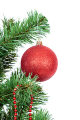 Christmas tree decorated red balls