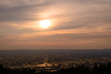 Landscape of Tonami Plain in Toyama, Japan