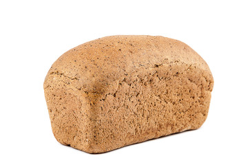 Loaf of bread on white background.