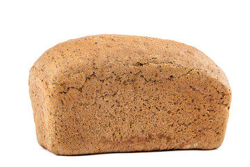 Loaf of bread on white background.