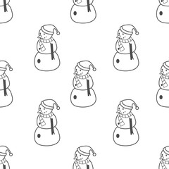 Seamless pattern with Christmas snowman