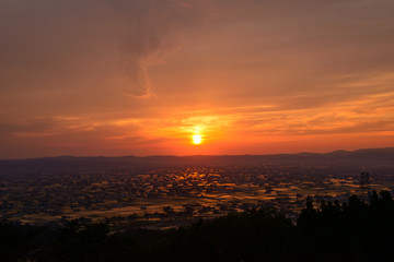 Obraz premium Landscape of Tonami Plain in Toyama, Japan