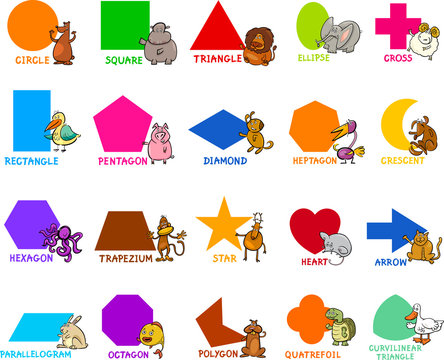  basic geometric shapes with animals