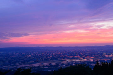 Landscape of Tonami Plain in Toyama, Japan