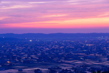 Landscape of Tonami Plain in Toyama, Japan