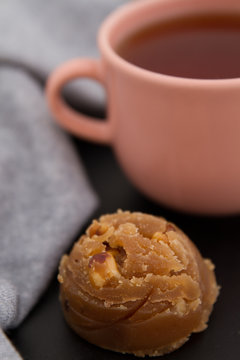 Traditional Turkish Sweet Dessert Halva with Nuts