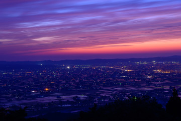 Naklejka premium Landscape of Tonami Plain in Toyama, Japan