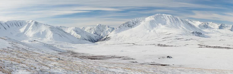 Fotobehang Beautiful winter landscape, Altai mountains Russia. © jura_taranik