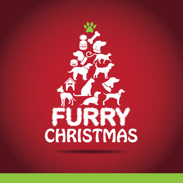 Cartoon dogs and cats Christmas tree EPS 10 vector