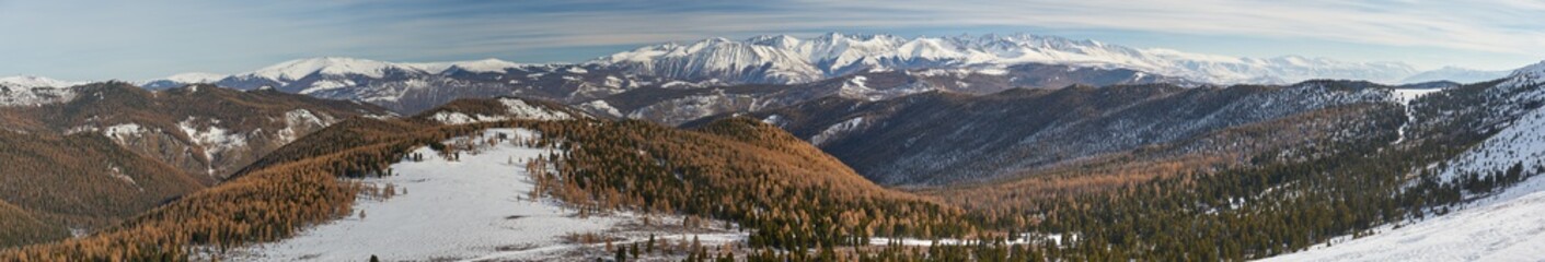 Beautiful winter landscape, Altai mountains Russia.