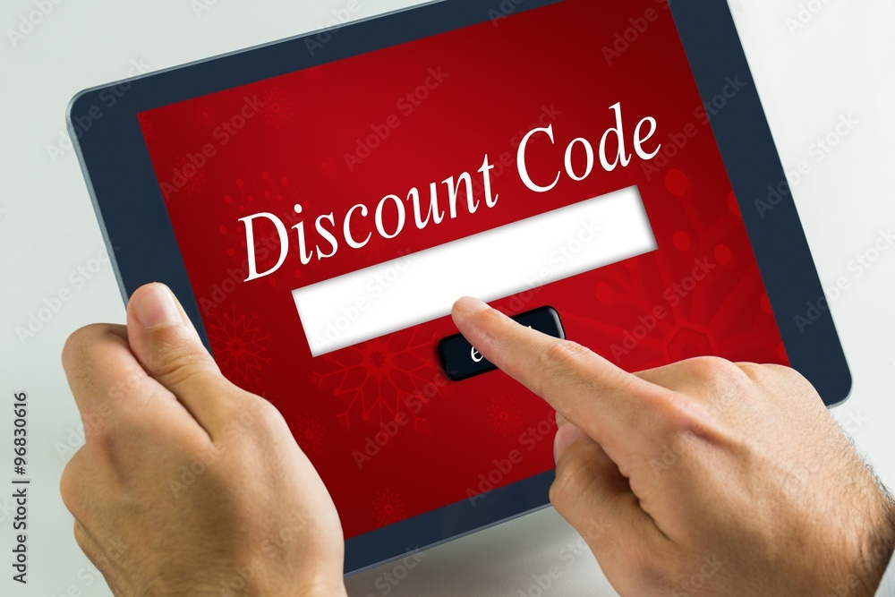 Poster composite image of man using tablet pc