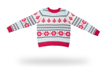 woolen Christmas sweater isolated on white