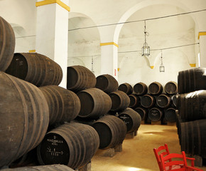 Inside a wine cellar, Sanlucar de Barrameda, Cadiz, Spain