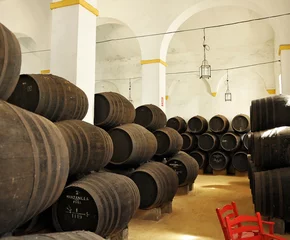 Fotobehang Inside a wine cellar, Sanlucar de Barrameda, Cadiz, Spain © joserpizarro