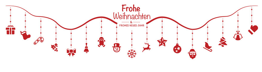 red christmas elements hanging frohe Weihnachten