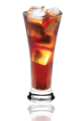 Glass of cola on the white background