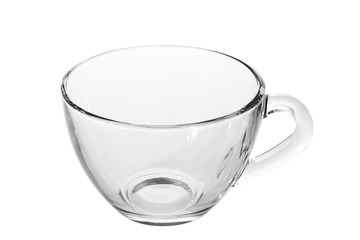 A cup of tea with tea bag, on white background