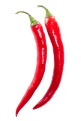 Fotobehang red hot chili pepper isolated on a white background © Ivan Volozhanin