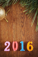 Wooden holiday background about Happy New Year 2016
