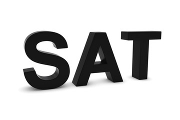 SAT Black 3D Text - Saturday Abbreviation Isolated on White