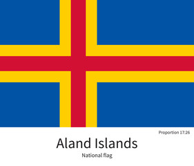Obraz premium National flag of Aland Islands with correct proportions, element, colors