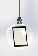 Tablet in glass Christmas ball